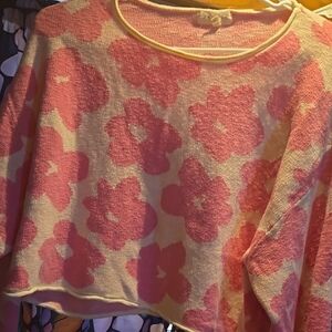 Floral Pink and Cream Sweater